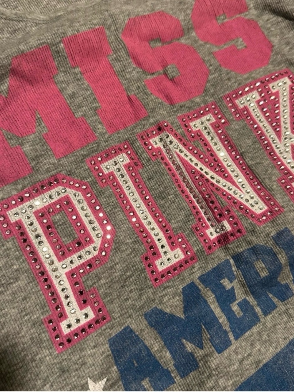 VS PINK Y2K VINTAGE LARGE RHINESTONE BLING TANK TOP LARGE VINTAGE SHORTS 2006 - Picture 3 of 7